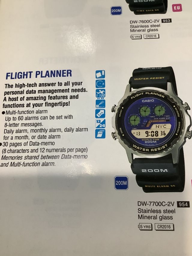 CASIO DW 7700 " FLIGHT PLANEER " JAPAN Año 1991 -