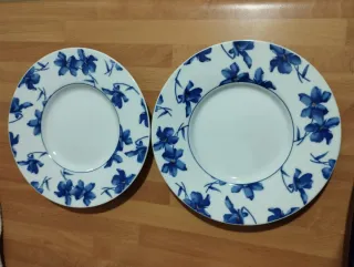 2 Platos Pan o Cafe Vista Alegre Flor Azul