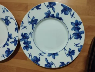2 Platos Pan o Cafe Vista Alegre Flor Azul