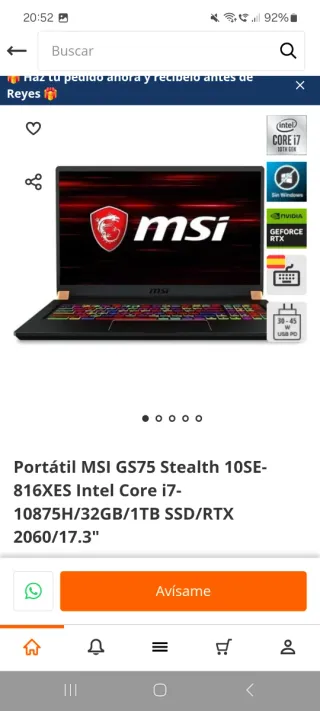 MSI GS75 17" (i7/32GB/1TB SSD/RTX 2060/240Hz)