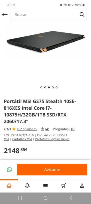 MSI GS75 17" (i7/32GB/1TB SSD/RTX 2060/240Hz)
