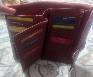 Cartera Billetera Abbacino Roja Cuero