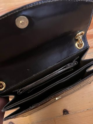 Bolso vintage piel marrón cadena dorada