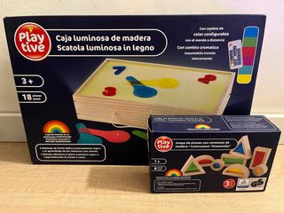 Caja Luz Montessori + Piezas Madera