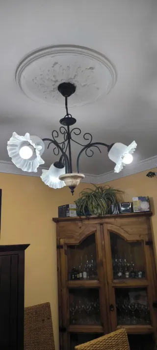 2 Lámparas Techo Metálicas Tulipas Cristal