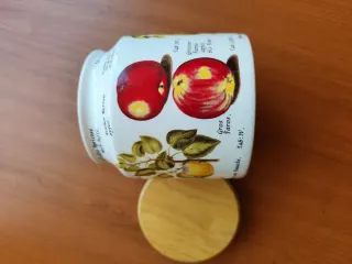 Set 2 Barattoli Ceramici Cucina con Coperchio in Legno