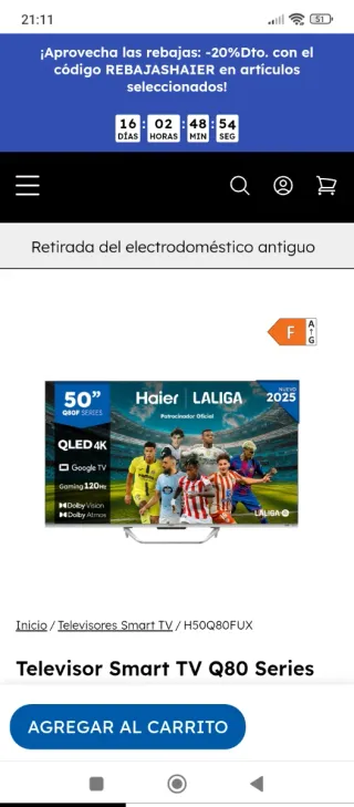 Smart TV HAIER H50S80FUX