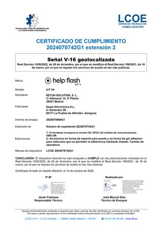 BALIZA DE EMERGENCIA V16 HELP FLASH IoT+