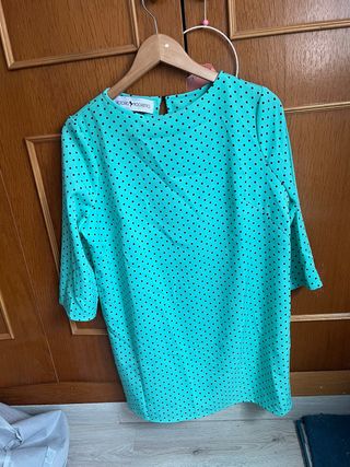 Vestido Victoria Rockera Teal Lunares
