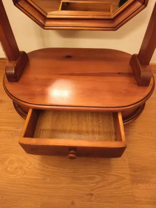 Espejo de pie madera con cajón vintage artesanal