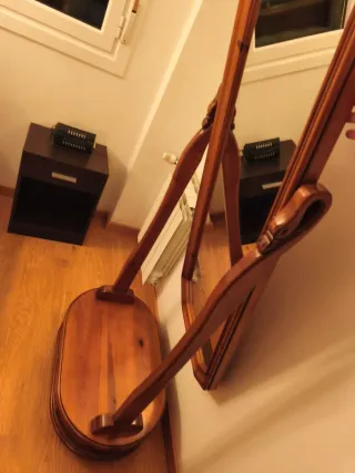 Espejo de pie madera con cajón vintage artesanal