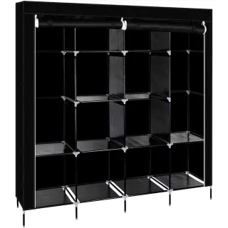 Armario Vestidor Negro Tela 170x167x45 Cm NUEVO
