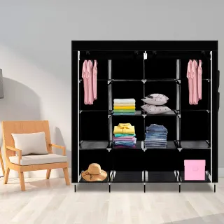 Armario Vestidor Negro Tela 170x167x45 Cm NUEVO