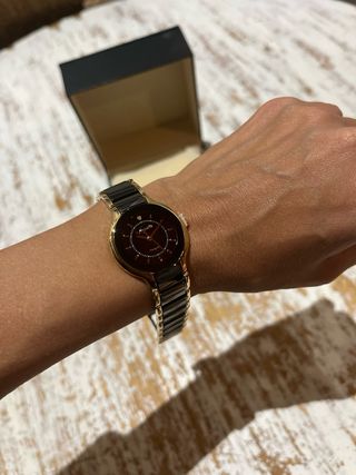 Lanscotte Diamond Relojes Pareja Cerámica Negra