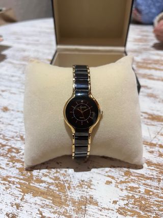 Lanscotte Diamond Relojes Pareja Cerámica Negra