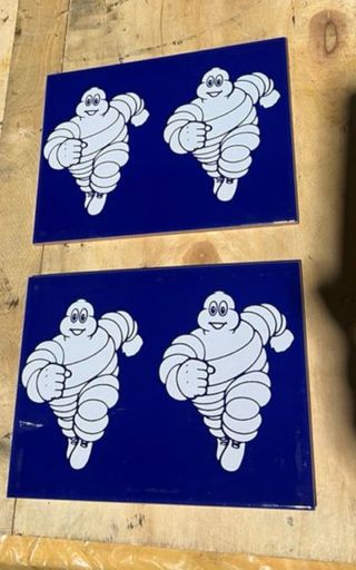 2 Azulejos Michelin Bibendum Azul