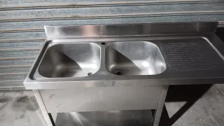 Fregadero industrial doble seno acero inoxidable