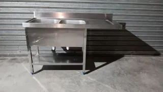 Fregadero industrial doble seno acero inoxidable
