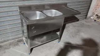 Fregadero industrial doble seno acero inoxidable