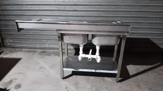 Fregadero industrial doble seno acero inoxidable