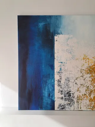 Tela astratta blu e oro