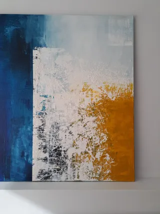 Tela astratta blu e oro