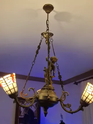 Lámpara Techo Tiffany Bronce 3 Tulip