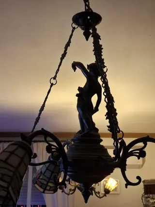 Lámpara Techo Tiffany Bronce 3 Tulip