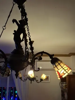 Lámpara Techo Tiffany Bronce 3 Tulip