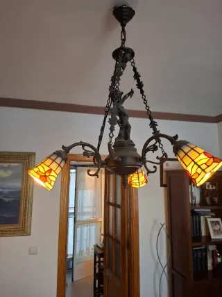 Lámpara Techo Tiffany Bronce 3 Tulip