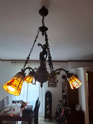 Lámpara Techo Tiffany Bronce 3 Tulip