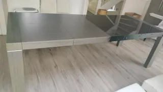 Mesa comedor extensible cristal y madera