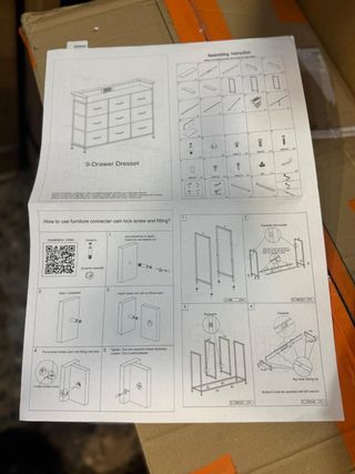 Cómoda Cajonera 9 Cajones Madera y Metal