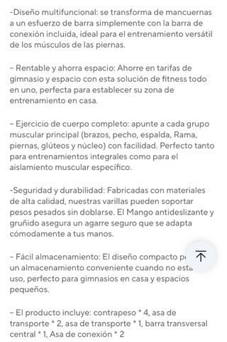 Set Mancuernas y Barra Ajustables sin estrenar