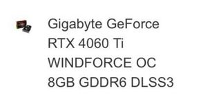 Tarjeta Gráfica Gigabyte RTX 4060 Ti WIN