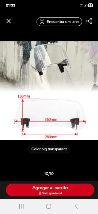 Suplemento cúpula moto..transparente