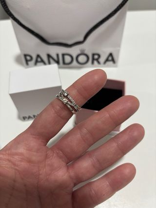 Anillo triple Pandora plata
