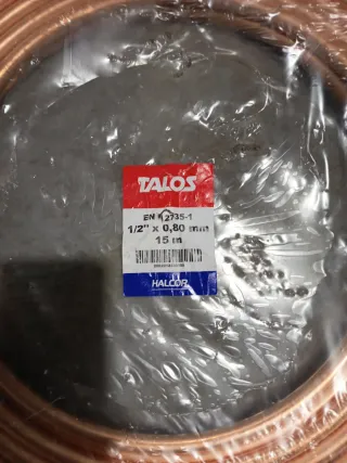 Rollo Tubería Cobre 1/2 x 0,80mm 15m