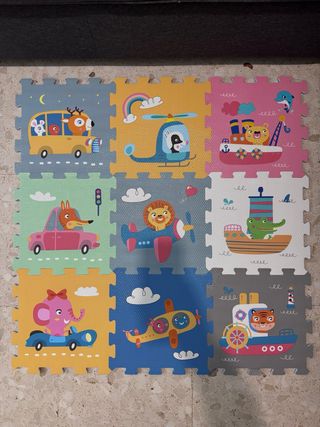 Alfombra Puzle Infantil Animales y Vehículos