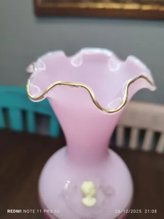 Jarrón Cristal Opalino Vintage Rosa