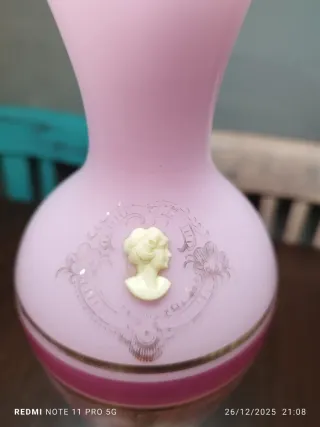 Jarrón Cristal Opalino Vintage Rosa