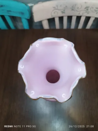 Jarrón Cristal Opalino Vintage Rosa