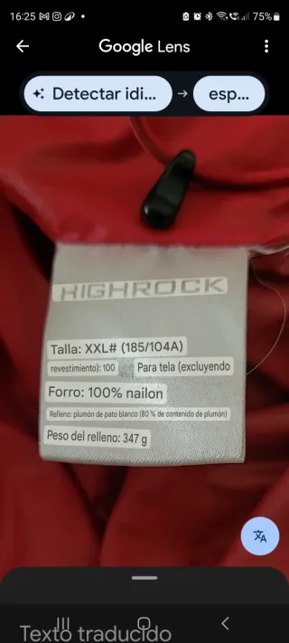 Chaqueta plumas XXL HIGHROCK