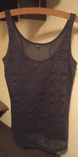 Camiseta tirantes encaje gris Pimkie