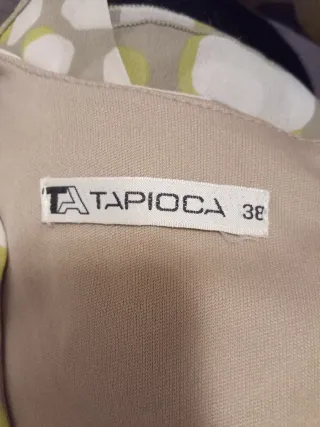 Abito Tapioca fantasia pois panna e verde.Tg 38