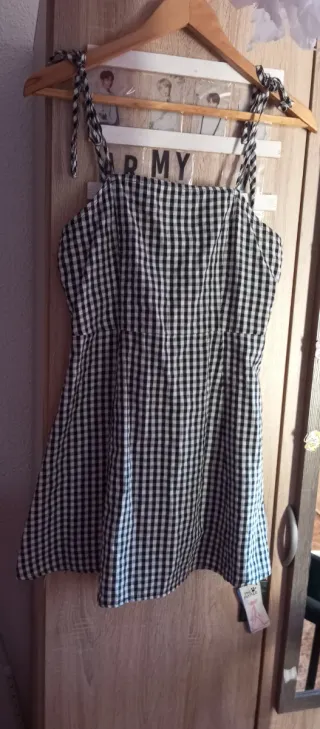 Vestido cuadros blanco y negro