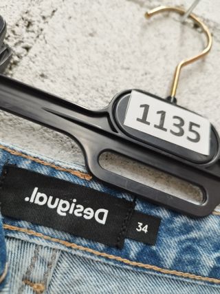 Pantalón Desigual Talle Alto Azul/Blanco