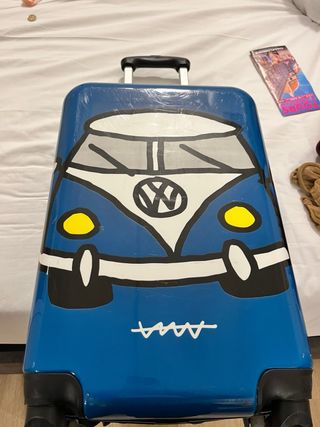 Maleta de cabina negra con estampado