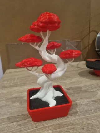 Bonsai Decorativo Rojo y Blanco