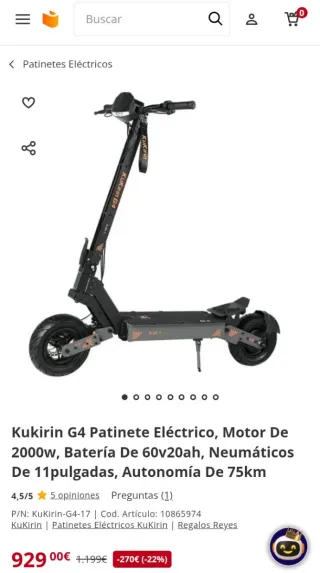 Patinete eléctrico Kukirin G4